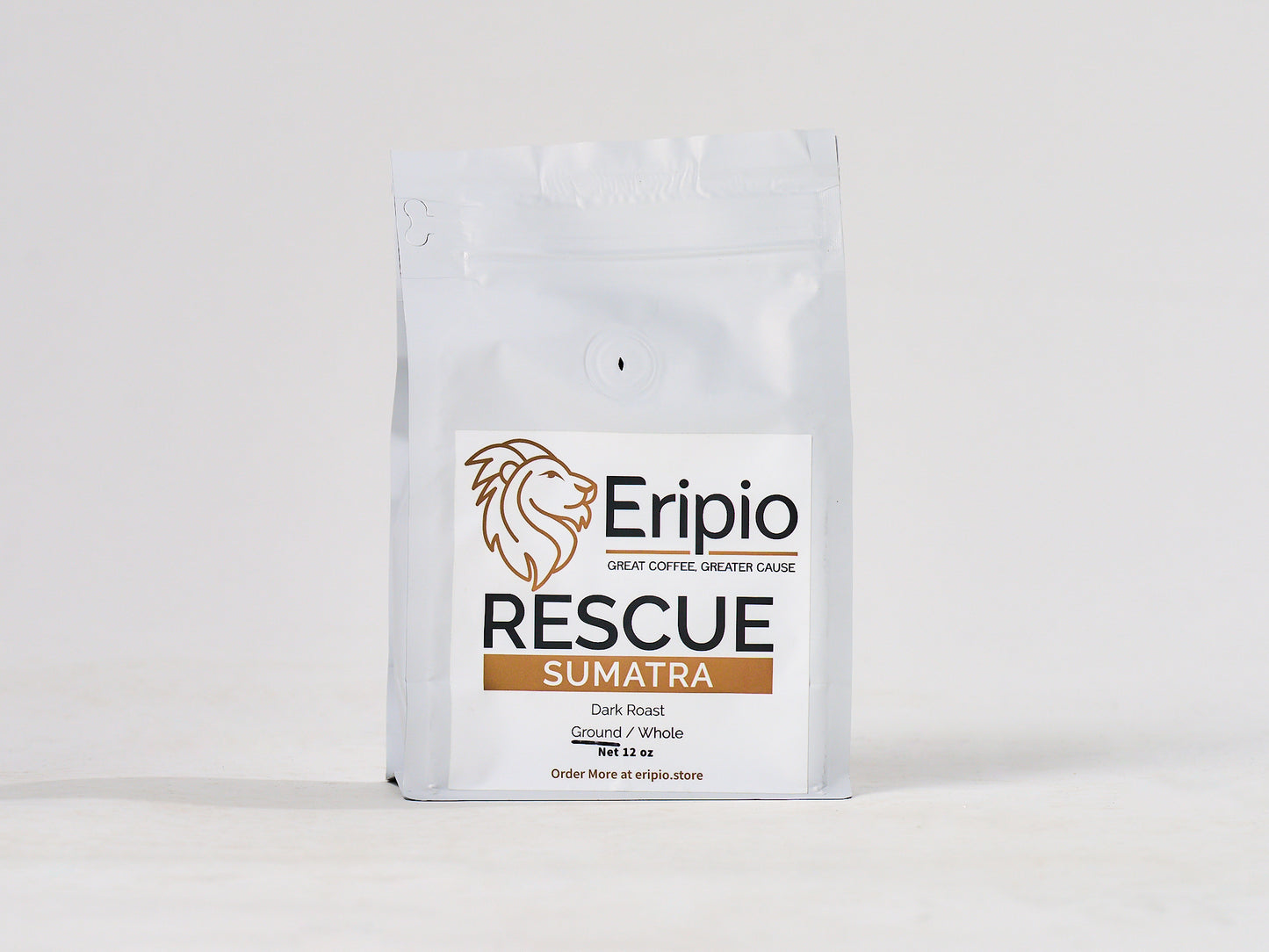 Eripio Rescue Sumatra coffee package on a white background