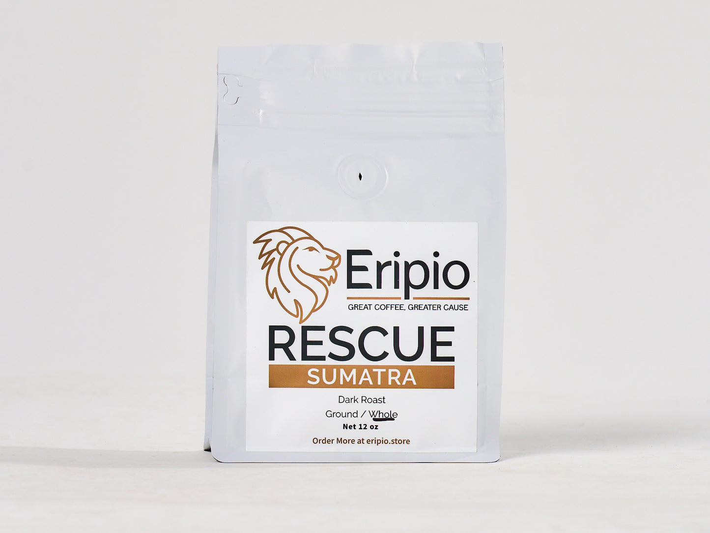 Eripio Rescue Sumatra coffee package on a white background