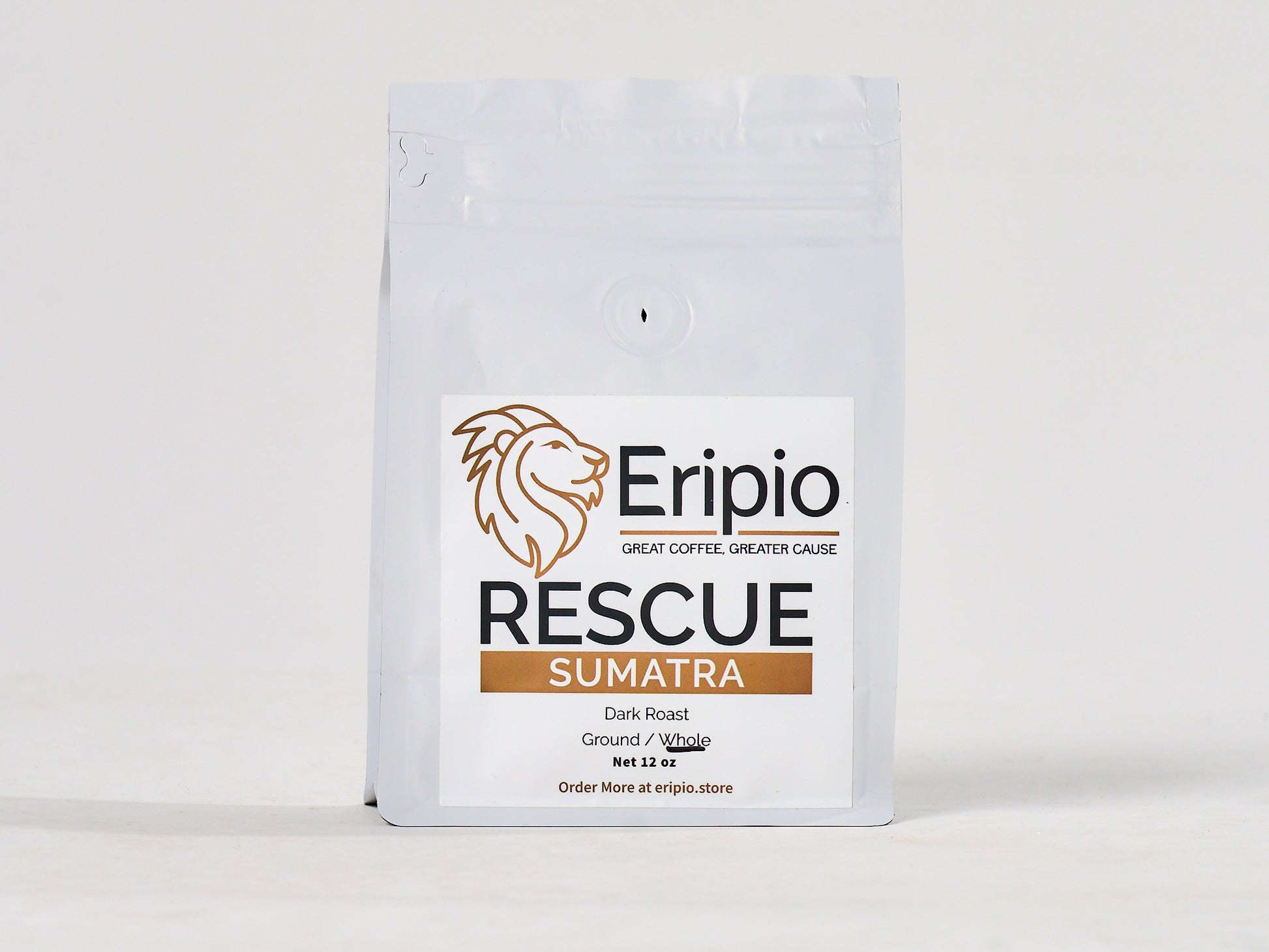Eripio Rescue Sumatra coffee package on a white background