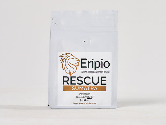 Eripio Rescue Sumatra coffee package on a white background